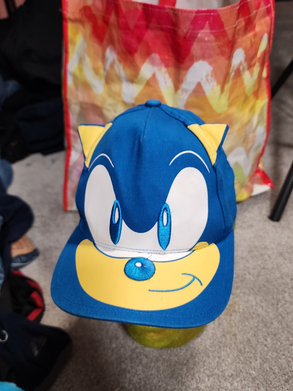 Blue Sega Sonic the Hedgehog Snapback Baseball Cap with Ears Adult Size Preowned